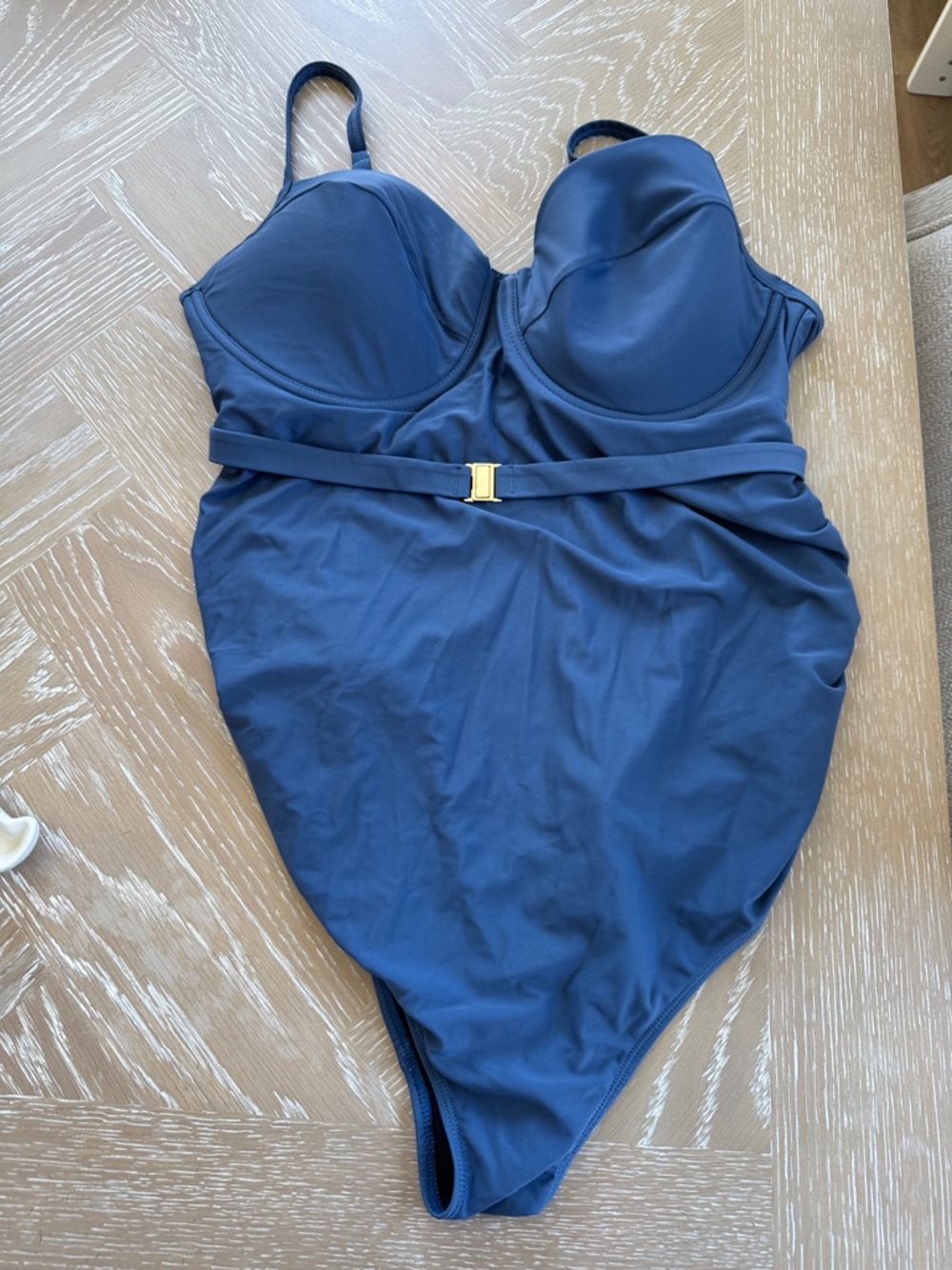 Maternity Classic Navy One-Piece Swimsuit with Belt